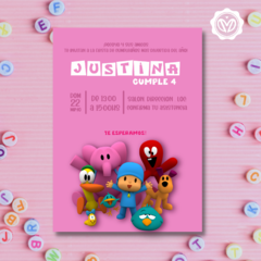 Invitacion digital Pocoyo Rosa