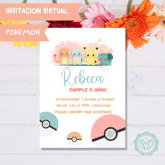 Invitacion de pokemon nena