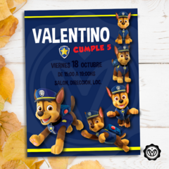 Invitacion Digital Paw Patrol CHESSE