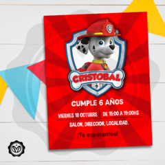 Invitacion Digital Marshall Paw Patrol