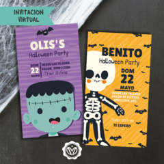 Invitación de Halloween con Divertidos Personajes