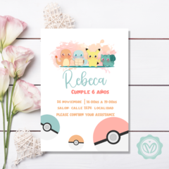 Invitacion de pokemon nena - comprar online