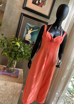 Vestido Midi Viscose Amarração Coral