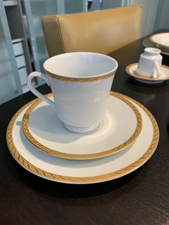 Prato sobremesa Filete Ouro Pomerode Porcelana Schmidt 12 unidades