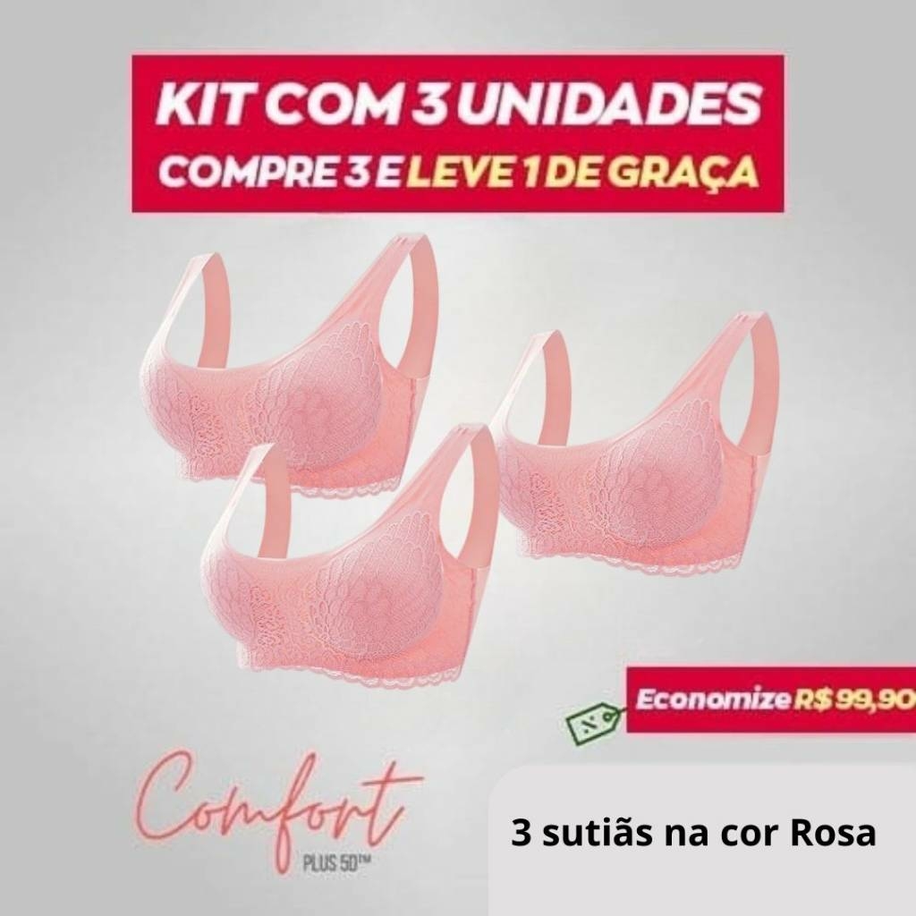 Kit Sutiã Sem Costura - Comfy Plus™ 5D - Compre 1 Leve 3