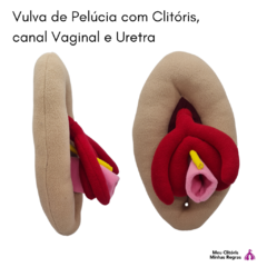 Vulva de Pelúcia com clitóris, canal vaginal, uretra, períneo e ânus - Clistore