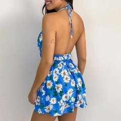 Mini vestido de cinta sexy estampado feminino, Sem costas, Com renda, Cintura el na internet