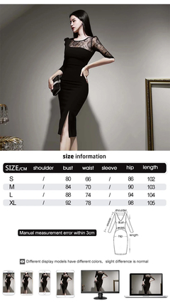 Elegante feminino com renda perspectiva skinny bodycon vestido vintage, decote e - Show Drop