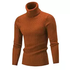 Suéter de malha de gola alta masculino, jumper quente, malha de lã, casual, ma na internet