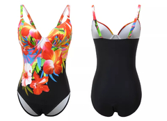 Sexy one-piece swimwear tamanho grande com push-up mulheres plus size maiô fech - comprar online