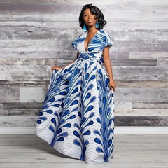 Imagem do Vestidos bandagem africanos para mulheres, macacão estampado vintage, saia long