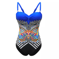 Sexy one-piece swimwear tamanho grande com push-up mulheres plus size maiô fech - Show Drop