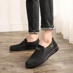 Sapatos masculinos casuais de malha, calçados rasos para homens estilo verão,