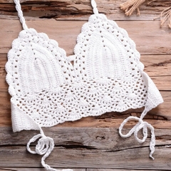 CROCHET BIKINI-Top crochê artesanal para mulheres, moda praia de verão. - loja online