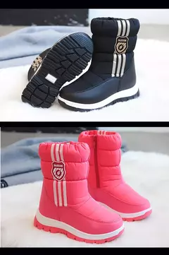 Inverno quente pele tornozelo botas crianças preto peludo sapatos meninas antid