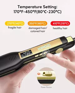 KIPOZI-profissional alisador de cabelo liso de titânio, display LCD digital, du - Show Drop