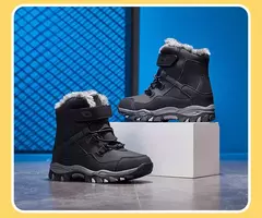 5-12 inverno quente pele botas de neve crianças sapatos peludos meninos menina