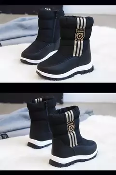 Inverno quente pele tornozelo botas crianças preto peludo sapatos meninas antid - comprar online