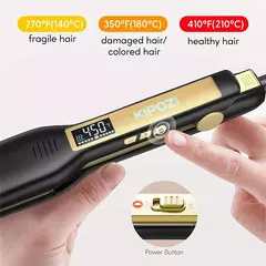 KIPOZI-profissional alisador de cabelo liso de titânio, display LCD digital, du - loja online