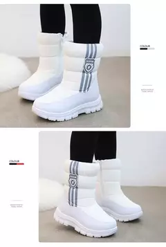 Imagem do Inverno quente pele tornozelo botas crianças preto peludo sapatos meninas antid