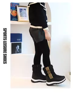 Inverno quente pele tornozelo botas crianças preto peludo sapatos meninas antid - Show Drop