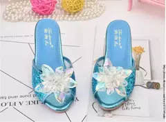 Sapatos de couro dos desenhos animados para meninas, Chinelos Frozen Princess pa - Show Drop