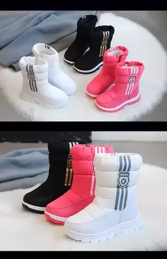 Inverno quente pele tornozelo botas crianças preto peludo sapatos meninas antid na internet