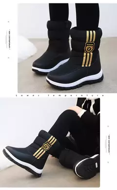 Inverno quente pele tornozelo botas crianças preto peludo sapatos meninas antid - comprar online