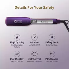 KIPOZI-profissional alisador de cabelo liso de titânio, display LCD digital, du - comprar online