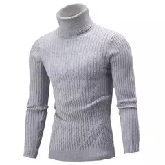 Imagem do Suéter de malha de gola alta masculino, jumper quente, malha de lã, casual, ma