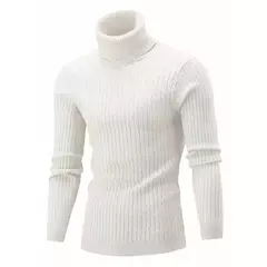 Suéter de malha de gola alta masculino, jumper quente, malha de lã, casual, ma - loja online