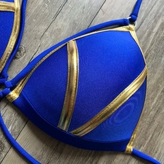 Conjunto de biquíni dourado feminino, maiô acolchoado sexy, roupa de banho pus - loja online