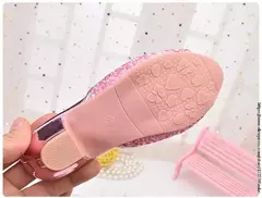 Imagem do Sapatos de couro dos desenhos animados para meninas, Chinelos Frozen Princess pa