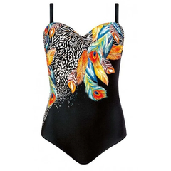 Sexy one-piece swimwear tamanho grande com push-up mulheres plus size maiô fech - Show Drop