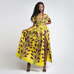 Vestidos bandagem africanos para mulheres, macacão estampado vintage, saia long - comprar online