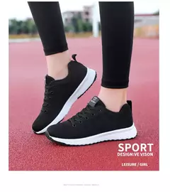 Novas mulheres sapatos casuais moda respirável andando malha sapatos planos tê