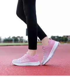 Novas mulheres sapatos casuais moda respirável andando malha sapatos planos tê - loja online