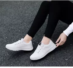 Imagem do Novas mulheres sapatos casuais moda respirável andando malha sapatos planos tê