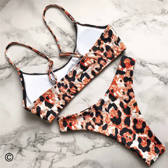 Women's Sexy Leopard Bikini Set, Swimwear Feminino, Maiô, Banhista Brasileiro,