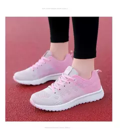 Novas mulheres sapatos casuais moda respirável andando malha sapatos planos tê - comprar online