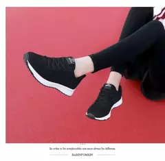 Novas mulheres sapatos casuais moda respirável andando malha sapatos planos tê - loja online