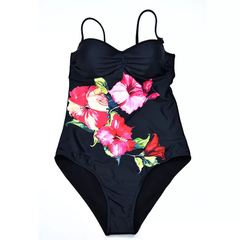 Imagem do Sexy one-piece swimwear tamanho grande com push-up mulheres plus size maiô fech