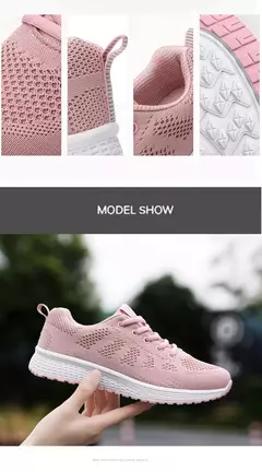 Novas mulheres sapatos casuais moda respirável andando malha sapatos planos tê - loja online