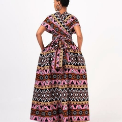 Imagem do Vestido maxi estampado africano dashiki para mulheres, sexy decote em v, sem cos