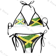 Biquíni tanga brasileira para as mulheres, roupas de praia, sexy, com bandeira, - Show Drop