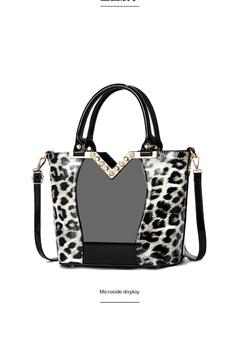 Bolsa de diamante em couro com estampa leopardo para mulheres, bolsas de ombro f