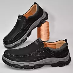 Mocassins casuais de couro genuíno para homens, tênis antiderrapante para cami - loja online