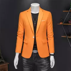 Blazer Casual de Negócios Masculino, Jaqueta Monocromática, Casacos Oversize, - loja online