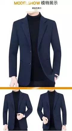 Imagem do Blazers masculinos de um só peito, roupas casuais, casacos masculinos, jaqueta