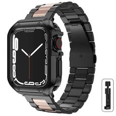 Banda de metal e capa TPU para Apple Watch, pulseira Ultra2, pulseira de aço in na internet